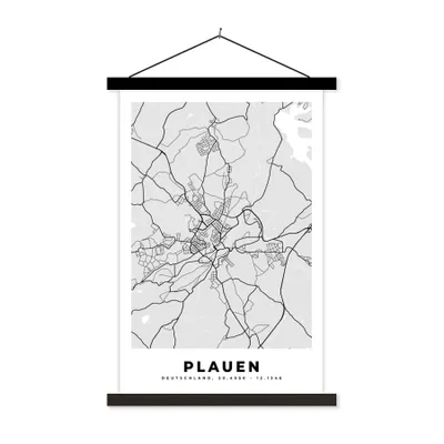 Produktbild von MuchoWow® Textilposter Karte - Plauen - Deutschland - Stadtplan 120x180 cm mit schwarzem Rahmen - Fotos
