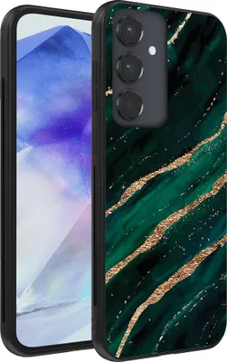 Obrázek produktu pro Pouzdro na mobilní telefon vhodné pro Samsung Galaxy A55 s mramorovým potiskem - Zadní kryt TPU Marble Design - Green Gold