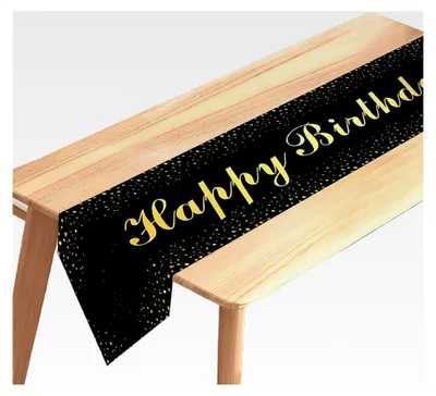 Produktbild von Tischläufer Geburtstag Tischdeko Schwarz Gold 180x35cm