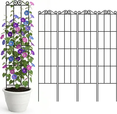 Obrázok produktu pre Mriežka na rastliny 117 cm, 4 ks, kov, čierna, pre popínavé rastliny
