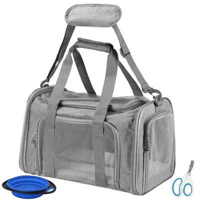 Produktbild von Transportbox Tiertransportbox Hundebox - Faltbar - 45 x 28 x 28 cm - Grau - Für kleine Hunde und Katzen