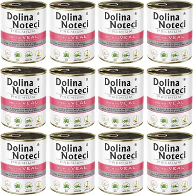 Produktbild von DOLINA NOTECI Premium reichhaltiges Nassfutter für Hunde mit Kalbfleisch und grünen Erbsen – 12 x 800 g