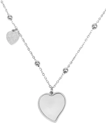 Produktbild von styleBREAKER Damen Edelstahl Kette mit Herz Anhängern und Kugelperlen, Halskette, Ankerkette, Schmuck 05030057