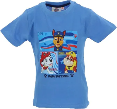 Produktbild von Paw Patrol Kinder T-Shirt mit Aufdruck aus Baumwolle kurzarm Größe 6 Jahre Hellblau