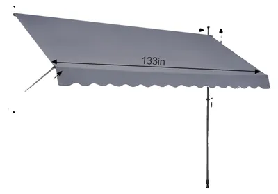 Produktbild von Terrassenmarkise, langlebiger Stahlrahmen, benutzerfreundliche Handkurbel, 138x47inch