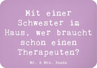 Produktbild von Mr. & Mrs. Panda magnet Spruch Schwester Glück - Lavendeltraum - Geschenk, liebevoll, Familiengeschenk, Verwandte, Freude, Geschwisterliebe, Kühlschrankmagnet, Familie