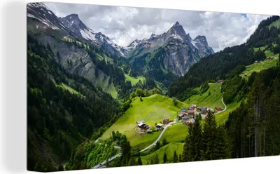 Produktbild von MuchoWow® - Leinwandbilder - Berge in Österreich, Wandbild, Wanddeko Bilder Wohnzimmer, 80x40 cm