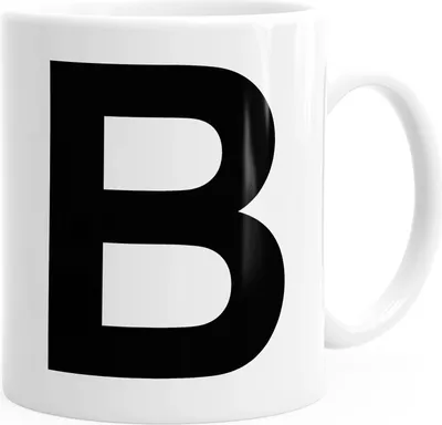 Produktbild von Kaffee-Tasse Buchstaben Buchstabe Arial Bold glänzend Kaffeetasse Teetasse Keramiktasse MoonWorks® B weiß unisize