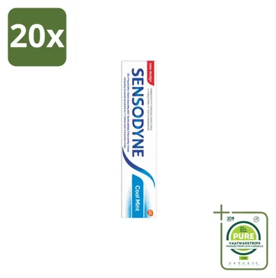 Immagine prodotto di 20 tubetti di dentifricio Sensodyne gusto menta fresca per denti sensibili, 75 ml - confezione grande - 20 pezzi