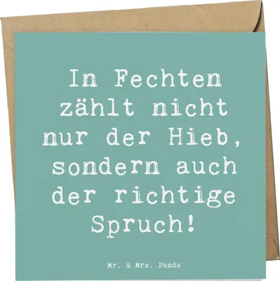 Produktbild von Mr. & Mrs. Panda Grußkarte Fechten Spruch - Meeresbrise - Geschenk, Sportler, faltkarte, Teamsport, Sportart, anlasskarte, Eleganz, Humor, Sprüche, doppelkarte, Duell