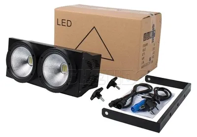 Obrázok produktu pre LED reflektor pre pódium – 2 × 100 W – studená a teplá biela – DMX512 – stroboskop – vhodný pre pódium a DJ
