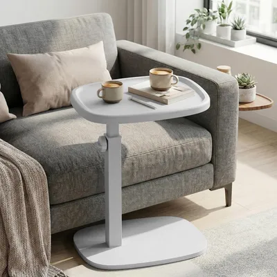 Produktbild von VASAGLE Sofatisch höhenverstellbar, C-Form Beistelltisch, Couchtisch für Wohnzimmer, 30 x 40 x 69 cm, weiß