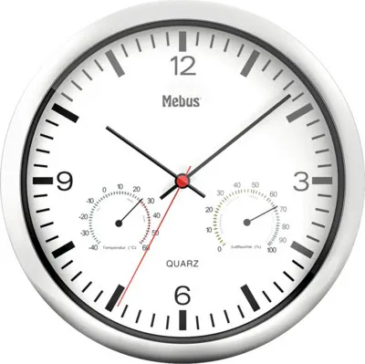 Produktbild von Wanduhr mit Thermometer und Hygrometer weiß Ø 25 cm