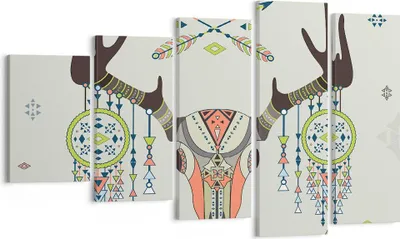 Produktbild von Bild auf Leinwand - Leinwandbild - Hirsch Mandala Spiritualität wild - 100x60cm - Wand Bild - Wanddeko - Leinwanddruck - Bilder - Kunstdruck - Leinwand bilder - Wandkunst - EG100x60-3154