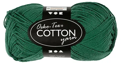 Immagine prodotto di Filato di cotone, verde scuro, 50gr, 170 m
