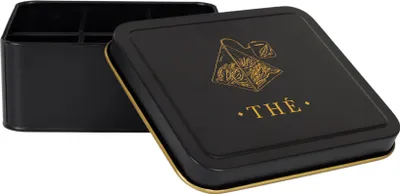 Produktbild von Teedose 6 Facher - schwarz - Metall - 18 x 15 x 8 cm - Teedose - Deckel