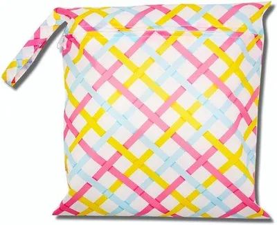 Productafbeelding van Waterdichte Luier Tas Herbruikbaar - Luiertas & Wetbag - Kleurenraster Maat M (30x28 cm)