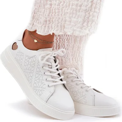 Zdjęcie produktu dla Skórzane Sneakersy Damskie Na Platformie Vinceza 88018 Białe 37