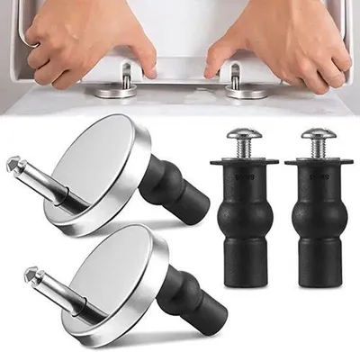 Produktbild von Toilettensitz-Scharniere 2er Set - Ersatzscharniere für WC-Sitze - Universelles Befestigungsset - Edelstahl Scharniere - Verstellbar