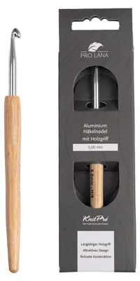 Produktbild von Pro Lana KnitPro NATURAL Aluminium Häkelnadel mit Birkenholzgriff 0,5 - 12 mm Durchmesser 5.0 mm