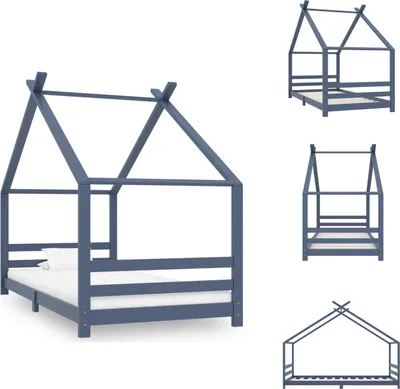 Zdjęcie produktu dla vidaXL Rama łóżka dziecięcego szara sosna 90x200 cm - Łóżka dla dzieci i niemowląt