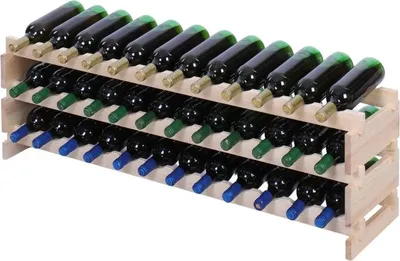 Produktbild von Weinregal VINOTECA FLEX PRO | HxBxT 37x123x28cm | 36 Flaschen auf 3 Ebenen | Massives Kiefernholz | Natur unbehandelt
