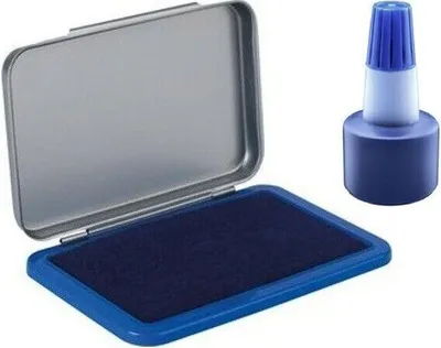 Produktbild von Stempelkissen Set 85x50 mm und Farbkissen Stempelfarbe 30 ml blau
