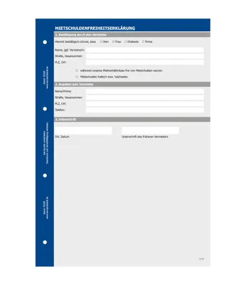Produktbild von europrotokoll Mietschuldenfreiheitserklärung, Vordruck zur Bestätigung durch den Vermieter, dass seitens Mieter keine Mietschulden bestehen