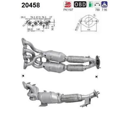 Produktbild von AS Katalysator Kat für FORD FOCUS III Turnier Euro 5/Euro 6 20458