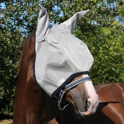 Produktbild von Horseware Amigo Fly Mask Fliegenmaske, Größe:Pony, Farbe:silver / navy