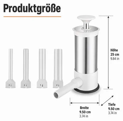 Produktbild von Manuelle Wurstpresse Edelstahl 2.2LB, Wurstfüller mit 4 Füllrohren, Wurstfüllgerät für hausgemachte Wurst, BBQ & Camping Küche
