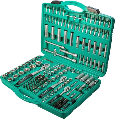 Obrázek produktu pro Sada klíčů (různé typy) - Sada klíčů pro montáž - Sada klíčů s ráčnou - Sada šroubováků - Sada bitů do vrtačky - 171 dílů
