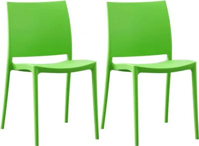 Immagine prodotto di set di 2 sedie da giardino - patio - impilabili e in plastica resistente ai raggi UV | colore: verde