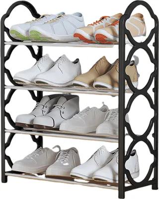 Produktbild von Schuhregal für den Eingangsbereich, 4 Ebenen, abnehmbar, große Kapazität, hohe Tragfähigkeit, verdicktes Stahlrohr, stabil, unten, Schuh-Organizer für den Hauseingang, Schrank, Schuhregal