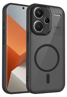 Produktbild von Magnetisch Hülle für Xiaomi Redmi Note 13 Pro+, Handyhülle Transluzente Hart PC Rückseite TPU Stoßfest Schutzhülle Schwarz