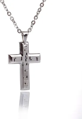 Produktbild von Edelstahl Anhänger Kreuz mit Edelstahl Kette - Herrenschmuck