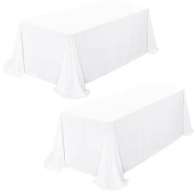 Produktbild von Tischdecke Rechteckig 2 Stück Weiß 229x335cm Polyester Abwaschbar für Hochzeit Bankett Partys Restaurant Buffet Camping