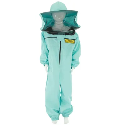 Produktbild von LYSON Kinderanzug mit abnehmbaren Hut Kinderoverall Schutzkleidung für Kinder Imker Anzug Imkeranzug Schutz vor Bienen Türkis Grösse 146