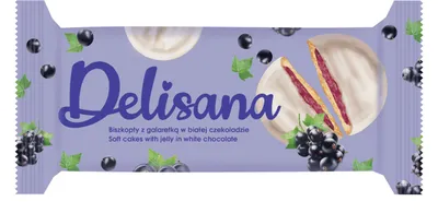 Immagine prodotto di Delisana Biscotti alla gelatina di ribes nero con copertura di cioccolato bianco 135G