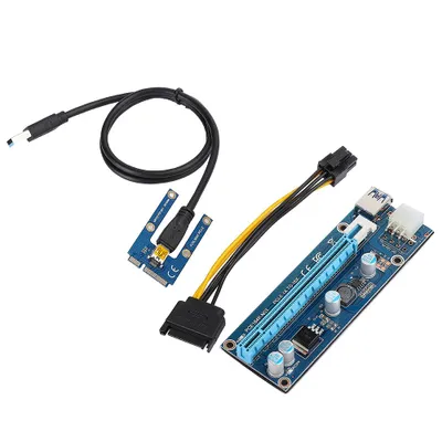 Obrázok produktu pre Mini PCI-E na PCI Express 16x extender riser adaptér s napájacím káblom SATA pre ťažbu grafických kariet