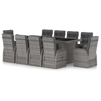 Produktbild von vidaXL 11-tlg. Garten-Essgruppe mit Auflagen Poly Rattan Grau
