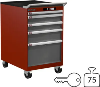 Produktbild von Lista Schubladenschrank - 14.374.522 - 990 x 564 x 725 mm (HxBxT) - 5 Schubladen - 75 kg - Key Lock - RAL 3003/NCS S 6502-B