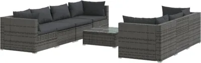 Obrázek produktu pro vidaXL 8dílná zahradní lounge souprava s polštáři Poly Rattan Grey