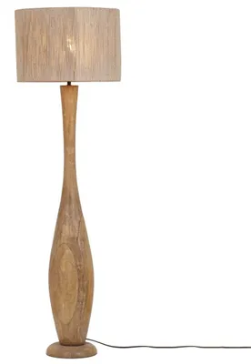 Zdjęcie produktu dla Podłogowa lampa drewniana TOBA 467200130 boho z wtyczką brązowa