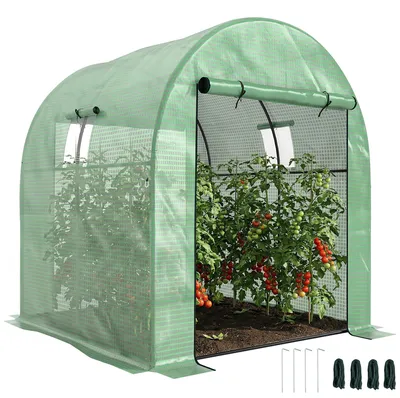 Produktbild von Gartentunnelgew?chshaus, 3,24 m2, hochdichtes PE 135 g/m2, mit 2 Rei?verschlusstš¹ren, 180 x 180 x 200 cm, grš¹n
