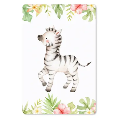 Produktbild von MuchoWow® Mauspad Mousepad Zebra - Dschungel - Blumen - Pflanzen 18x27 cm - Mousepads - Maus Mat - Pad - Mausunterlage