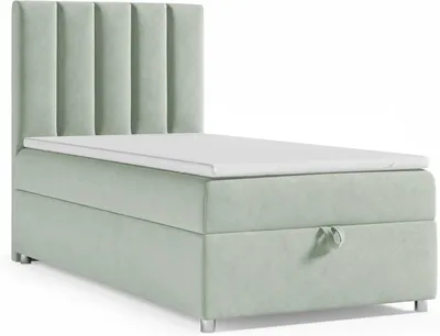 Produktbild von Best For Home  Boxspringbett mit Bettkasten 100x200 Mintgrün – Trinity K-10 Single, Bonellfederkern, inkl. Topper, Lieferung, Aufbau & Entsorgung