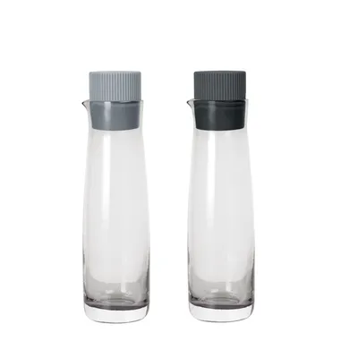 Produktbild von Blomus Essig und Öl Set OLVIGO, Essigspender, Ölspender, Glas farbig, Silikon, sharkskin + magnet, 150 ml, 64095