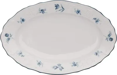 Produktbild von Thun 1794 Ovale Schale, 34 cm, tschechisches Porzellan, Bernadotte, blaue Rosen, Thun