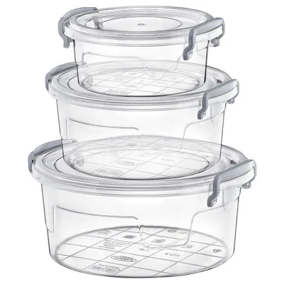 Produktbild von ORION Lebensmittelbehälter mit Deckel RUND Aufbewahrungsboxen SET 3 Stück